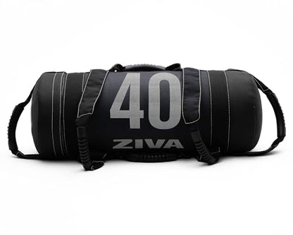 ZIVA Premium Power Core Sandbag - Elite Level Pre-Weighted Workout Bag, Commercial Grade Textured DuraLeather Shell, Reinforced Stitching Webbing, Ergonomic Handles | Home Gym Exercise - (10-50 lbs.)