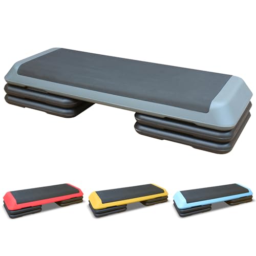 43'' Exercise Aerobic Step Platform, Adjustable Height 4-6-8in Exercise Stepper Workout with 4 Detachable Risers, Aerobics Stepper Workout Stepper for Home Gym Cardio Strength & Training - color: Grey