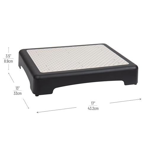 Mind Reader Platform Booster Step, Step Stool for Seniors, Indoor Outdoor, Riser, 17" L x 13" W x 3.5" H, Black and White