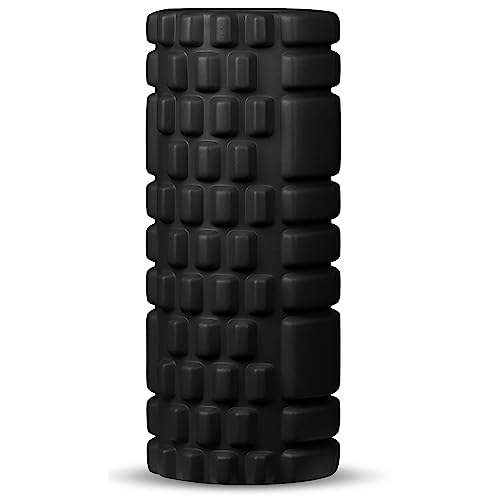 DRUNA Foam Roller for Muscle Massage, Pilates & Yoga 13"x5.5" Medium Firm PVC Foam Roller for Deep Tissue Massage, Recovery & Flexibility (Black) - color: Black