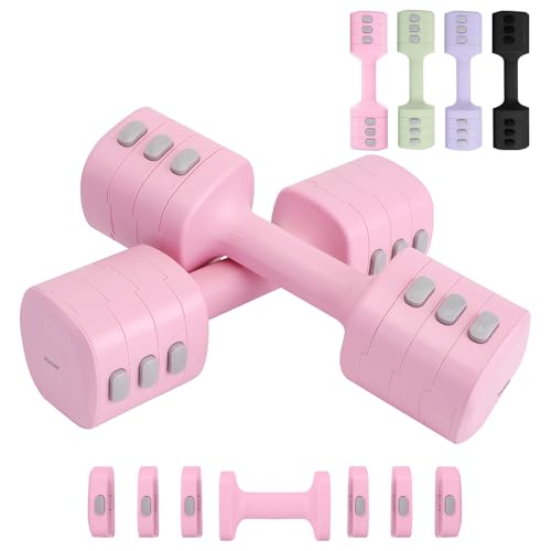 kisnbld Adjustable Dumbbell Set of 2, 4 in 1 Free Weights Dumbbells Set for Women with Fast Adjustment, Each 2lb 3lb 4lb 5lb Hand Weights Set for Home Gym & Outdoor Exercise Training - color: Pink, style: Pair