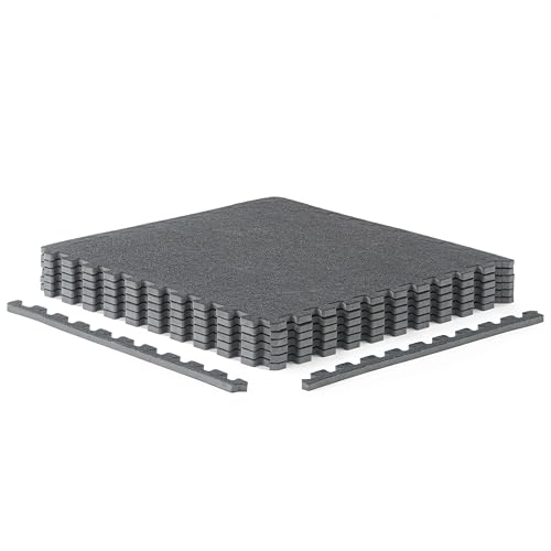 CAP Barbell Interlocking EVA Foam Carpet Puzzle Mat Floor Tiles - 24" x 24" x 1/2" | Multiple Color Options - color: Carpet Top - Gray, size: 1/2" Thick - 6 Tiles (24 SQ FT)
