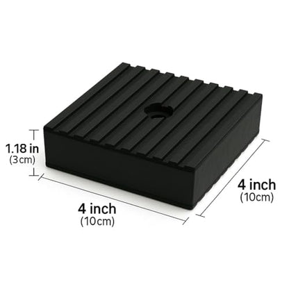4 Pack Heavy-Duty Anti-Vibration Pads – Solid Rubber 4"x4"x1" | Noise Dampening, Slip-Resistant Pads for Air Compressor, Generator, Washer, Dryer, HVAC Equipment