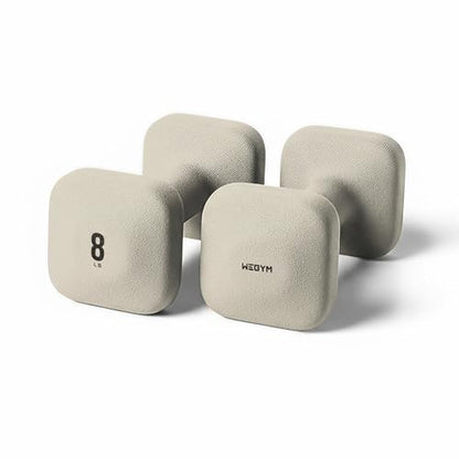 WeGym SafeGrip Square Dumbbells with Anti Slip Handles, Aesthetic Free Weights for Home Workouts, Stable Design Prevents Rolling during Floor Exercises - color: Sandstone, style: 8LB Pair