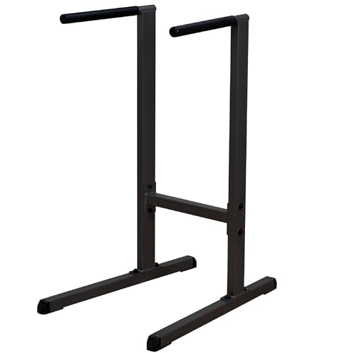 Body-Solid (GDIP59B) Dip Station - Heavy-Duty Steel Dip Bars with Slip-Proof Grips - Adjustable & Stable Pull-Up Stand for Strength Training - Powder Coated Fitness Equipment, Black