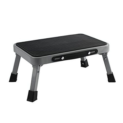 TreeLen 1-Step 330lbs Capacity Folding Metal Step Stool, Portable Step Ladder, Non-Slip, Sturdy - color: 1-step Standard
