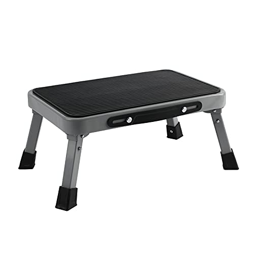 TreeLen 1-Step 330lbs Capacity Folding Metal Step Stool, Portable Step Ladder, Non-Slip, Sturdy - color: 1-step Standard