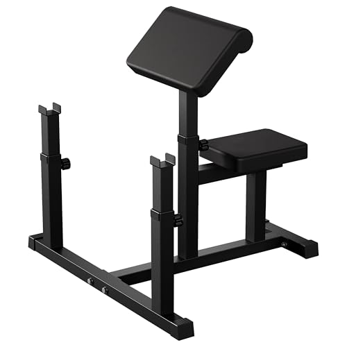 Fitness Black Adjustable Arm Preacher Curl bench, Bicep Tricep Curl Machine, Seated trenghthen Training Isolated Barbell Dumbell Station for Home Gym
