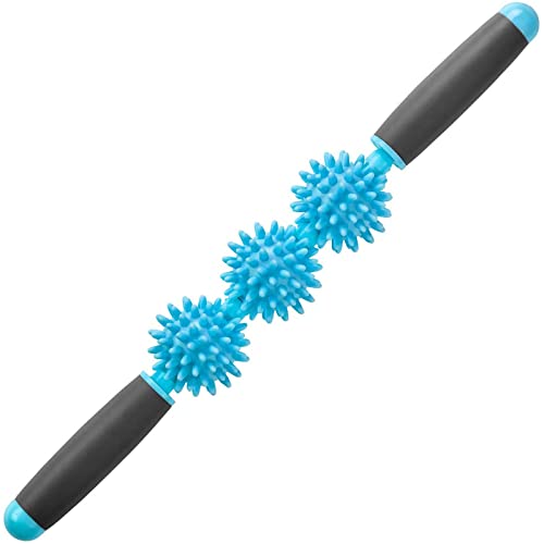 Coolife Fascia Muscle Roller - Cellulite Massager - Fascia Roller for Cellulite and Sore Muscles - Neck, Leg, Back, Body Deep Tissue Massage Stick Tools - 3 Balls Size Version - color: Light Blue
