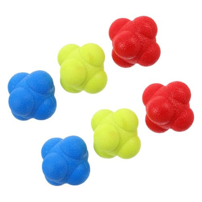 Beavorty 6pcs Hexagon Reaction Speed Training Balls for Sports Reflex and Hand Eye Coordination, 5.5cm Elastic Agility Balls for Fitness, Boxing, and Adults Coordination Training