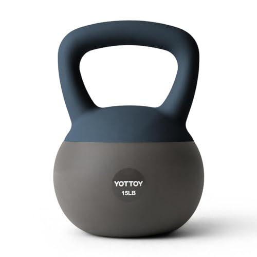 YOTTOY Soft Kettlebell, Set for Strength Training Kettlebells & Home Workouts, Soft-Sided Cushioned Base, Wide-Handle - Ideal for Men, Women, & Beginners - color: 15LB-Blue