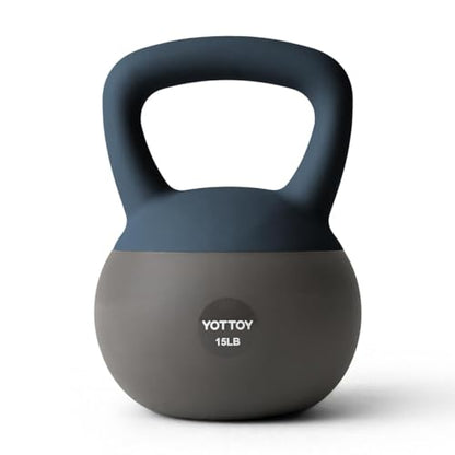 YOTTOY Soft Kettlebell, Set for Strength Training Kettlebells & Home Workouts, Soft-Sided Cushioned Base, Wide-Handle - Ideal for Men, Women, & Beginners - color: 15LB-Blue