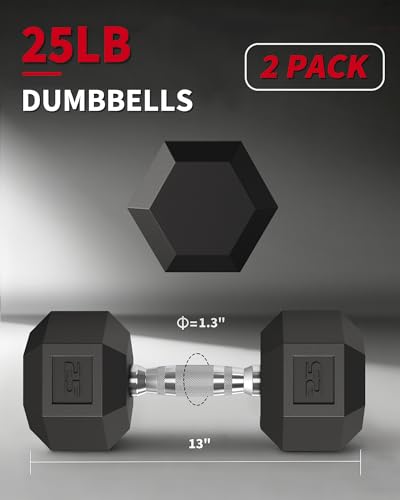 Superior Hex Dumbbell Set of 2 5- Rubber Encased Cast Iron Hand Weights