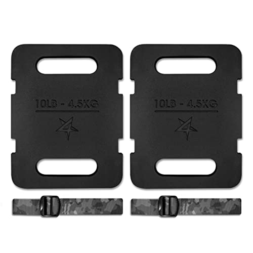 Yes4All Attachable Rucking Weight for Backpack, Cast Iron Training Weight Plate with Quick-Attach Strap Slots, Ergonomic Rounded Handle for Weighted Walking, Hiking, Rucking - size: 20LB