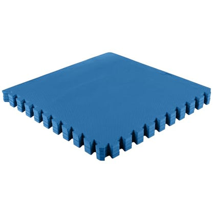 EVA Foam Mat Tiles 4-Pack - 16 SQ FT of Interlocking Padding for Garage, Playroom, or Gym Flooring - Exercise Mat or Baby Playmat by Stalwart (Blue)