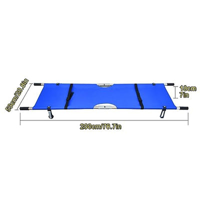 Portable Folding Stretcher - Aluminum Alloy Spine Board for Emerncy Use, Hospitals, Clinics, Home Care & Sports - Stainless Steel, 200x53cm - color: Aluminum Alloy