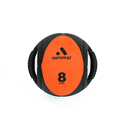 AEROMAT Dual Grip Power Medicine Balls for Abdominal Training and Rotational Movements - 9" Diameter - Weights Color-Coded