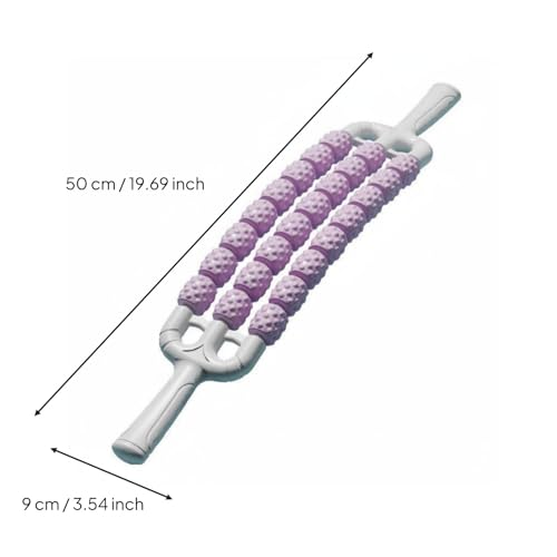 Bendable Ergonomic Flexible Massage Material 3-Row Spiky Roller -Workout, Gym, Purple - color: Purple