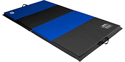 We Sell Mats 4 x 8 ft Folding Exercise Mat, 2 Inch Thick Personal Fitness & Home Gym Mat for Yoga, Pilates, Stretching & Workouts - color: Black / Blue