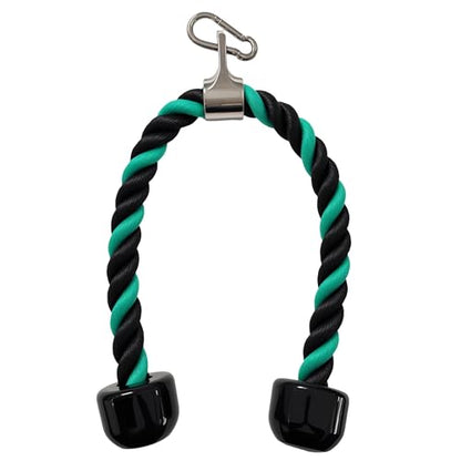 Heavy Tricep Rope Cable Machine Accessories Nylon Tricep Rope for LAT Pull Down Pulley System Attachment, for Home Gym Weight Fitness with Carabiner - color: Green&Black