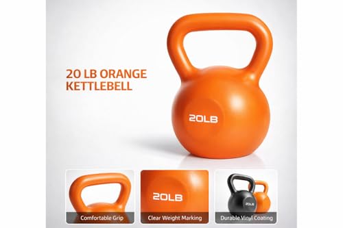 Kettlebell for Strength Training, Durable Weight for Home Gym Workouts, Wide Comfortable Grip Handle for Full Body Fitness
