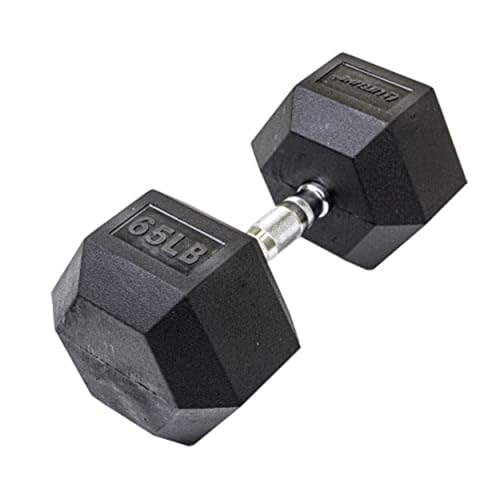 Lifeline Fitness Hex Dumbbells, Rubber Wrapped Hex Dumbbells, Premium Quality, Ergonomic Knurled Handle, Dumb Bells for Exercise, Home Gym Exercise Weights - style: 65 lb