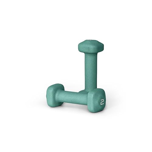 Tone Fitness Neoprene Dumbbell Weight Pairs with Anti-Roll Square Head | Multiple Options - color: Teal, size: 2 lb - Pair