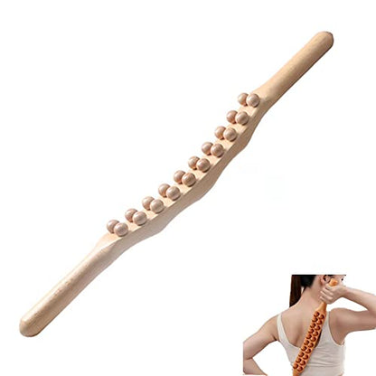 Wooden Gua Sha Tools Anti Cellulite Massage Tool,20 Beads Lymphatic Drainage Stick for Back and Head Relaxing Scrapping 22.83INCH - color: Style E Primary Color 20 Beads