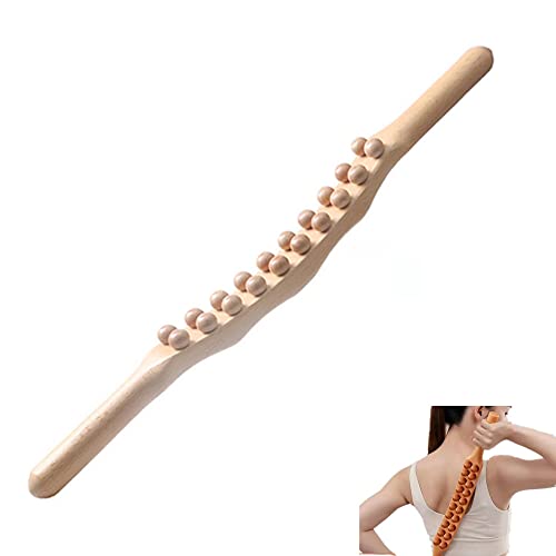 Wooden Gua Sha Tools Anti Cellulite Massage Tool,20 Beads Lymphatic Drainage Stick for Back and Head Relaxing Scrapping 22.83INCH - color: Style E Primary Color 20 Beads
