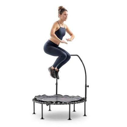 Sunny Health & Fitness 36”/40”/48” Bungee Exercise Trampoline for Adults with Adjustable Foam U-Shaped Handlebar – Home Indoor Cardio, Silent & Low Impact Bounce - size: 40" trampoline