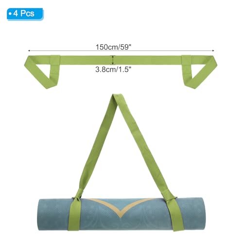 PATIKIL Yoga Mat Strap, Adjustable Yoga Mat Carrier Straps Sling Cotton Anti Slip Mat Holder Stretching Band - color: Dark Green