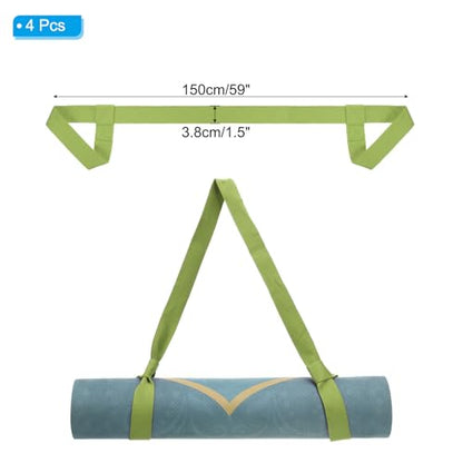 PATIKIL Yoga Mat Strap, Adjustable Yoga Mat Carrier Straps Sling Cotton Anti Slip Mat Holder Stretching Band - color: Dark Green