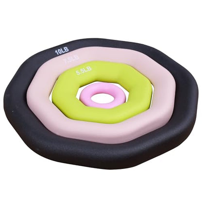 Leikefitness Weight Ring 2-in-1 Kettlebell & Dumbbell, cast iron+PVC coating, Yoga Exercise, Aerobics, Core Training, 4 in a set (0.33LB + 5.5LB + 7.5LB + 10LB)