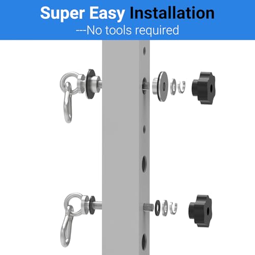 Heavy-Duty Power Rack Attachments, Quick-Install Home Gym Accessories for 2x2, 2x3 & 3x3 Power Racks, Fits 1/2" & 1" Holes - color: Silver 2-Pack
