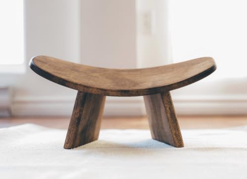 Meditation Bench IKUKO, Travel Yoga Stool, Walnut, Low Height - color: Dark Walnut, size: Low Height (6 inches)