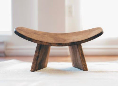 Meditation Bench IKUKO, Travel Yoga Stool, Walnut, Low Height - color: Dark Walnut, size: Low Height (6 inches)