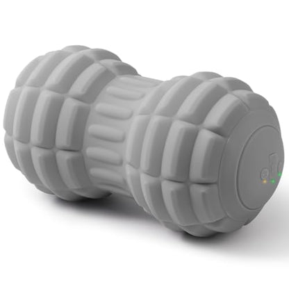 Vibrating Peanut Massage Ball - Silicone Trigger Point Roller for Back, Neck, Hip, Legs & Foot, Deep Tissue Mobility Ball - 7.9-Inch Double Textured Muscle Roller (Gray) - color: Grey