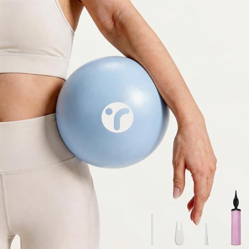 9 Inch Mini Pilates Ball with Pump, Anti-Slip Anti-Burst Exercise Balls for Physical Therapy, Pelvic Floor Training, Core Workout & Stretching, No-Odor Thick PVC - color: Blue