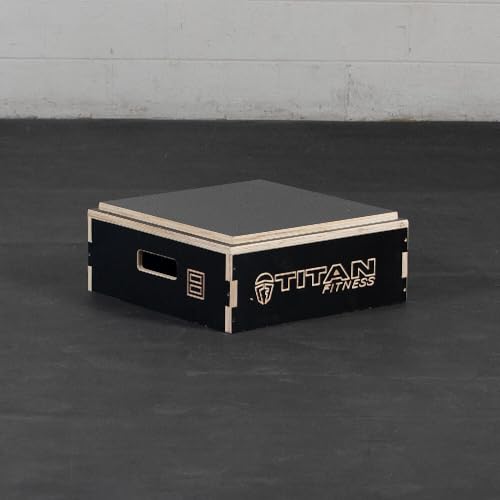Titan Fitness Anti-Slip 8in Stackable Wooden Plyometric Box, Pro-Duty Plyo Box, Jump Step-Up Box Squat, Home Garage Gym Training
