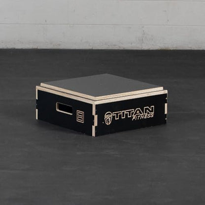 Titan Fitness Anti-Slip 8in Stackable Wooden Plyometric Box, Pro-Duty Plyo Box, Jump Step-Up Box Squat, Home Garage Gym Training