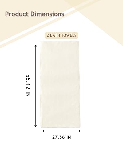sakano 2-Piece Bath Towel Set - Ultra Soft Highly Absorbent No Fuzz Quick-Dry Microfiber Bath Sheets for Gym, Spa, and Salon -White, 28 x 55 inches