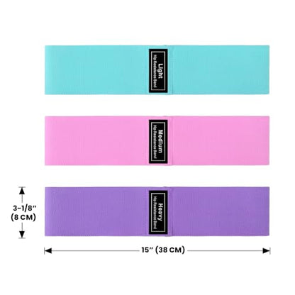 Muka 3 Pcs Custom Fabric Resistance Bands Embroidered with Logo, Booty Stretch Band Loops Elastic Straps for Legs Glute Thigh