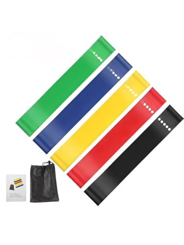 5 Pack Resistance Loop Exercise Bands Set, Latex Fitness Bands, Strength Training Bands