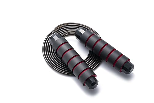 BOOMIBOO Jump Rope, Adjustable Jump Ropes,Skipping Rope Tangle-Free Rapid Speed with Ball Bearings for Women Men Kids,Exercise & Slim Body Jumprope at Home School Gym - color: Red