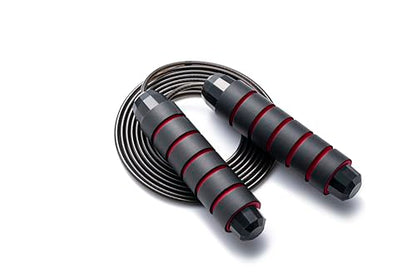 BOOMIBOO Jump Rope, Adjustable Jump Ropes,Skipping Rope Tangle-Free Rapid Speed with Ball Bearings for Women Men Kids,Exercise & Slim Body Jumprope at Home School Gym - color: Red