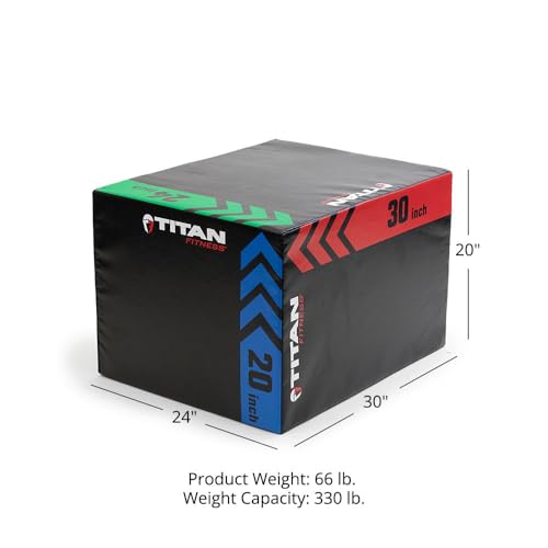 Titan Fitness Heavy Foam Plyometric Box - Pro-Duty HIIT Exercise Foam Plyo Step-Up, Box Squat, Home Garage Gym Training, Youth & Regular Sizes - style: 20 x 24 x 30 inch (Large Size)
