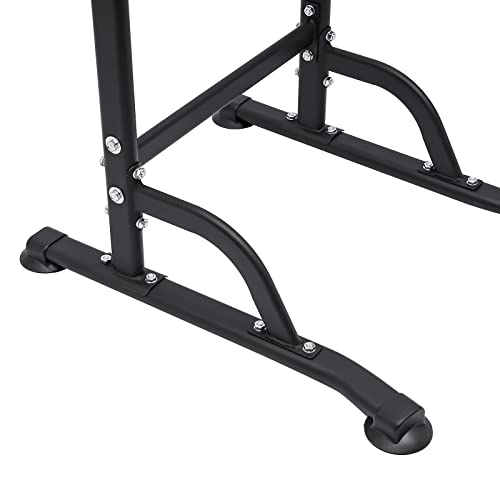 Parallel Bars Power Tower Adjustable Dip Station Pull Up Bar Push Up for Home Gym Strength Training Body Building Workout Equipment Standing Pull Up Pillar Impregnation Station, Black