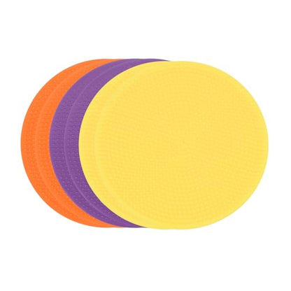PATIKIL Spot Markers 4 Inch, 6 Pcs Non-Slip Floor Dots Agility Markers Flat Field Cones Poly Dots for Gym PE Speed Training Dance Soccer Basketball Sports, Orange/Purple/Yellow