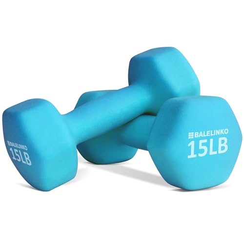 Balelinko Home Gym Equipment Workouts Strength Training Weight Loss Pilates Weights Yoga Sets Weights for Women, Men, Seniors and Youth, 15LB Blue, Pair