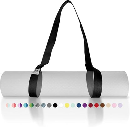 Yoga Mat Strap [MAT NOT Included] (2 Sizes) with Extra Thick & Comfy Delicate Texture, Adjustable Yoga Mat Carrier - color: 11. Just Black, size: 64 IN